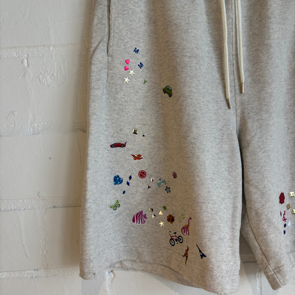 Maison Mihara Grey Sticker Sweat Shorts