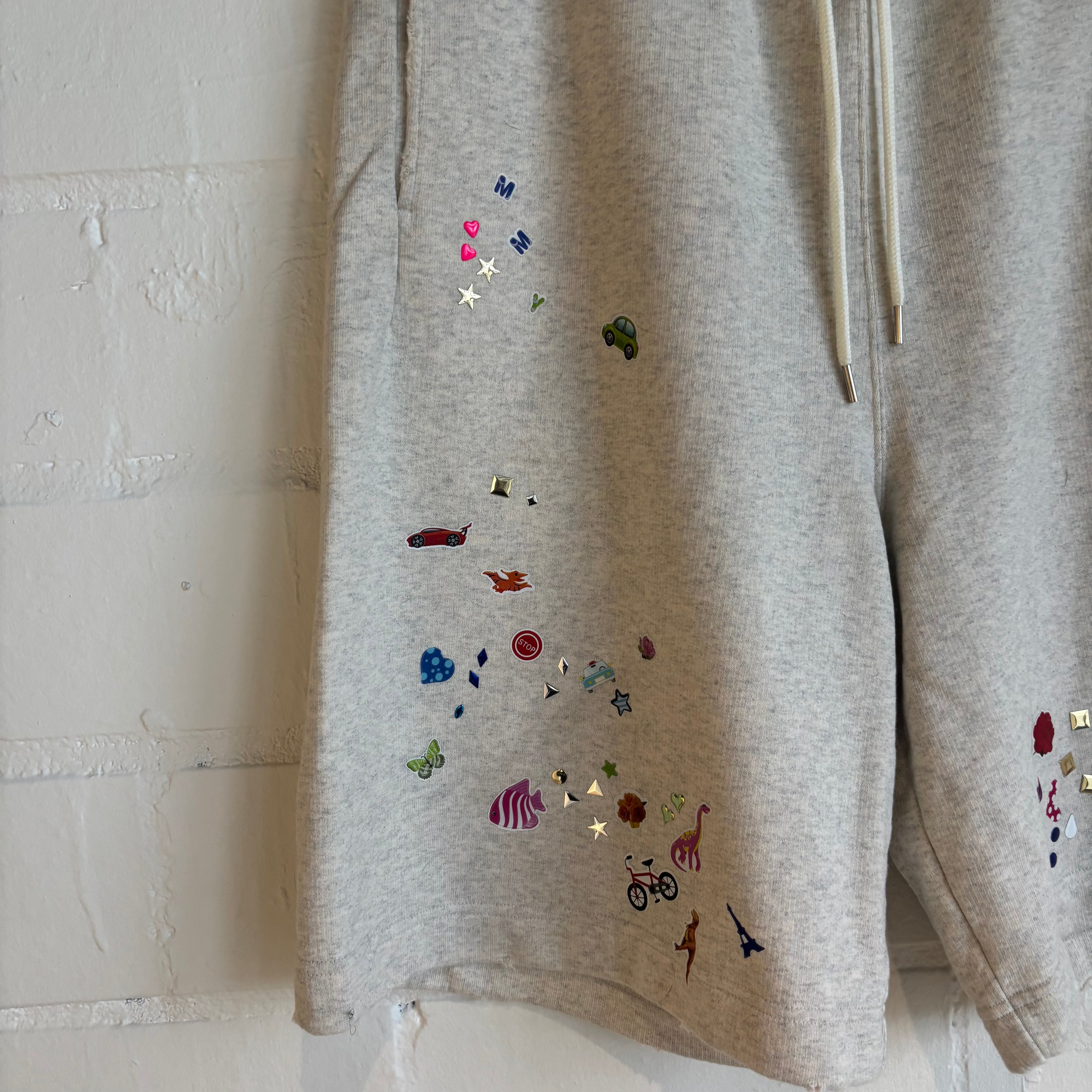 Maison Mihara Grey Sticker Sweat Shorts