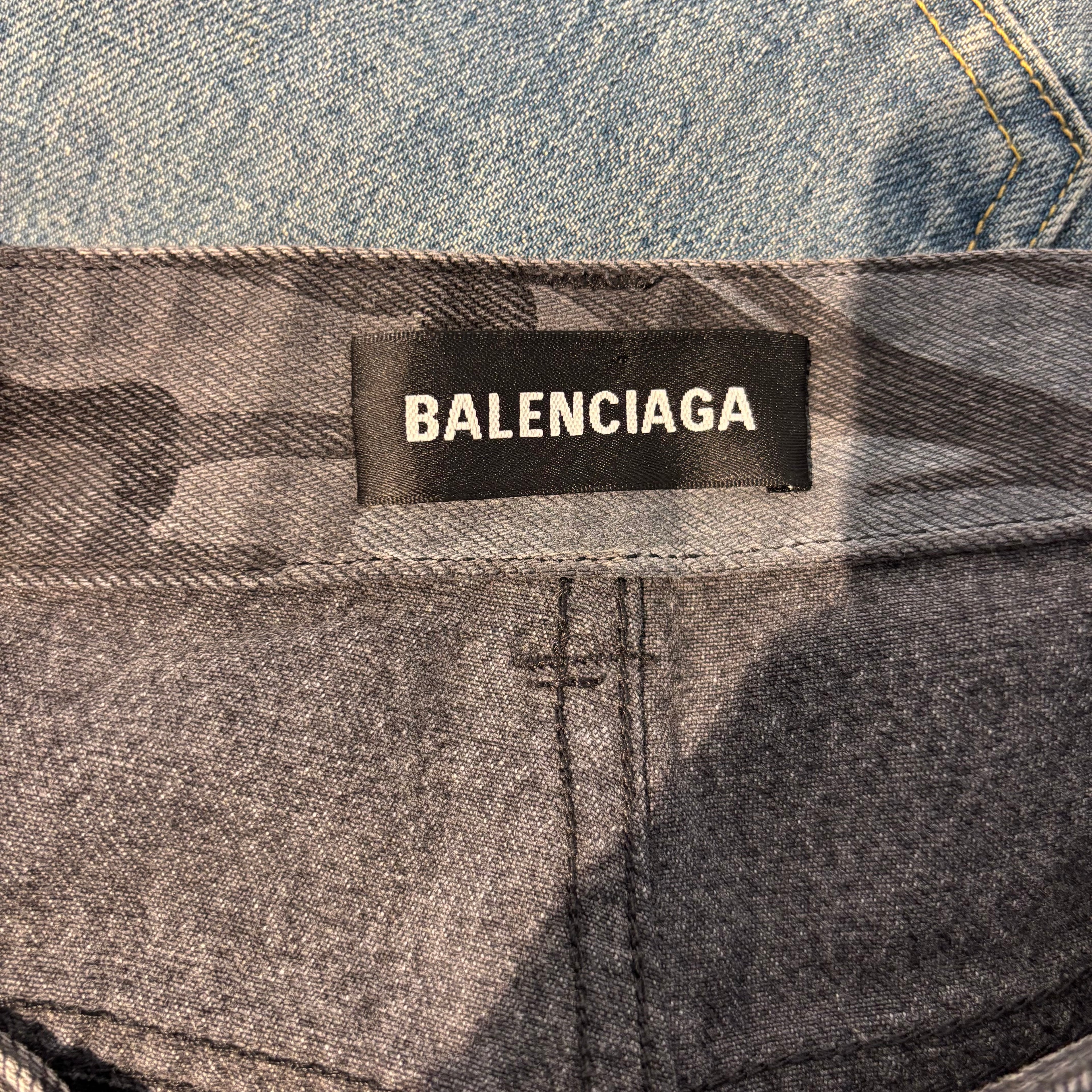 Balenciaga Camo Denim Shorts
