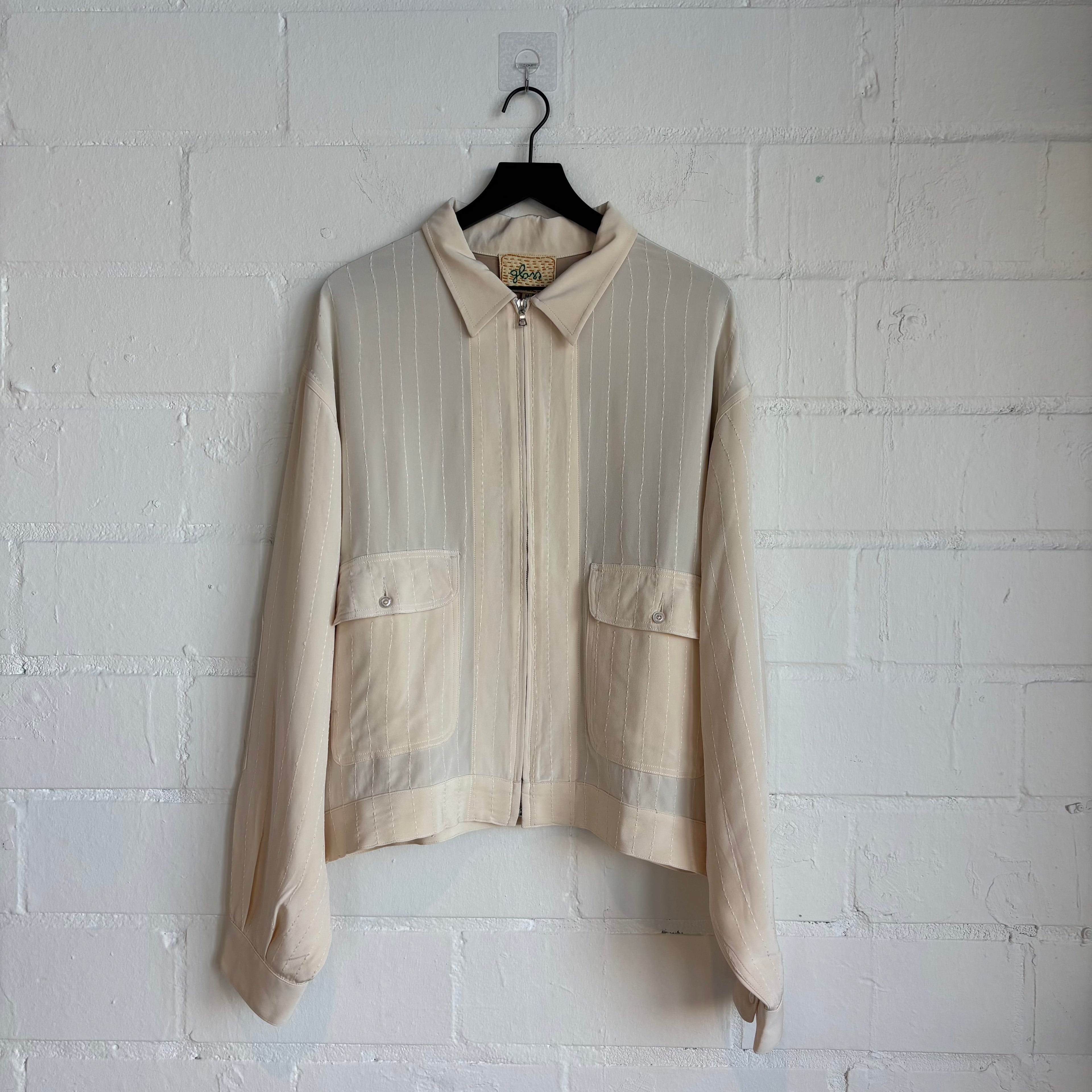 Glass Cypress Cream Embroidered Zip Up