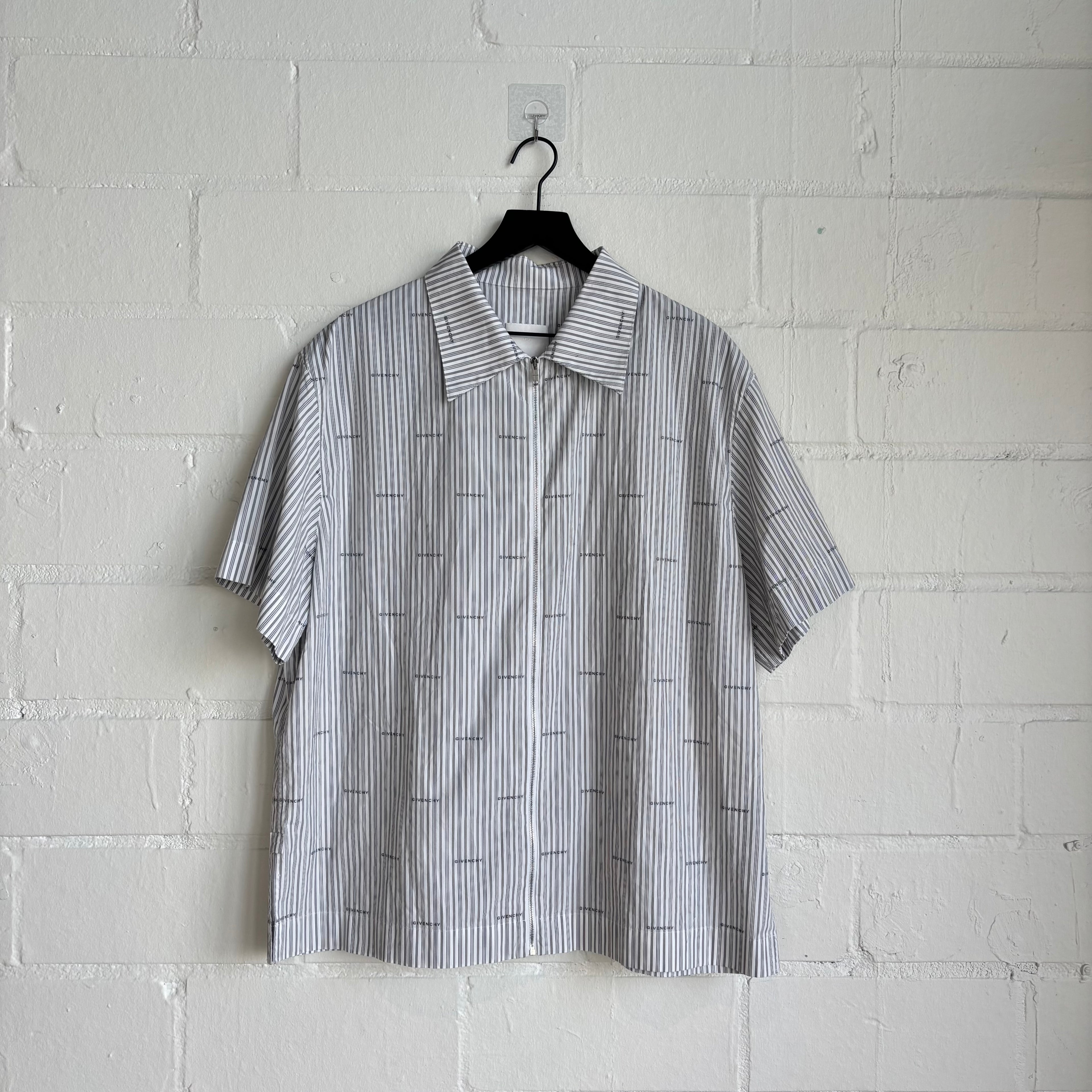 Givenchy Monogram White Zip Up Shirt