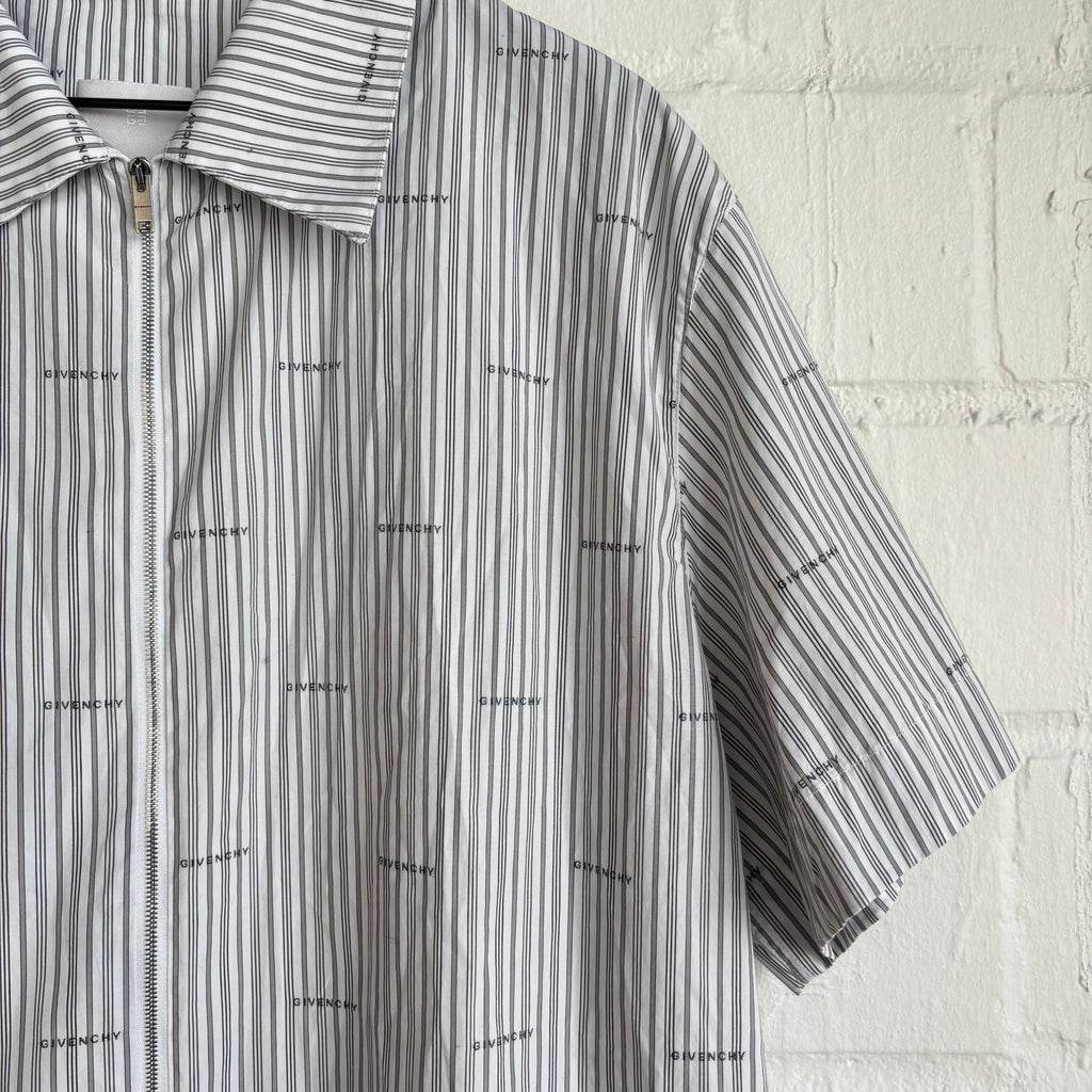 Givenchy Monogram White Zip Up Shirt