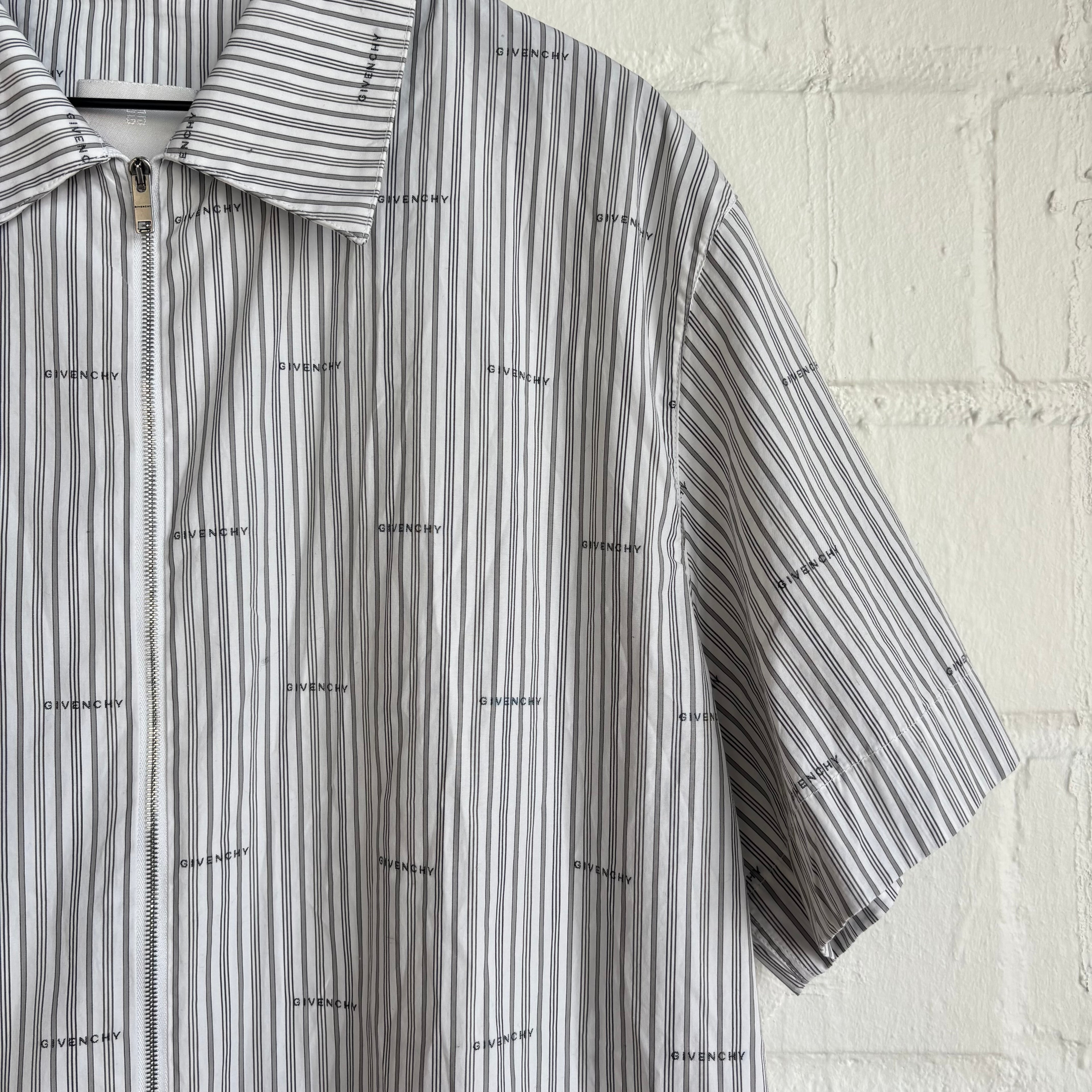 Givenchy Monogram White Zip Up Shirt