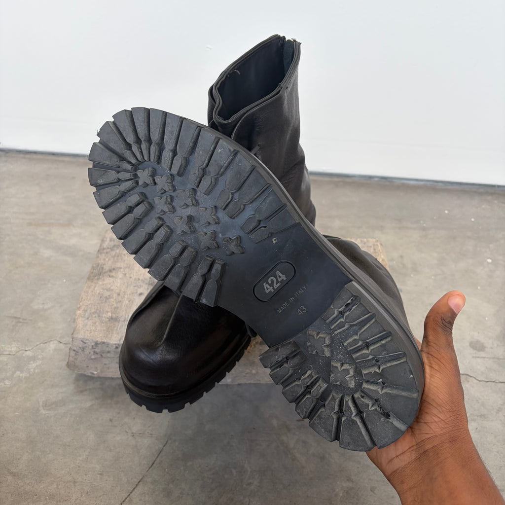 424 Black Laced Up Marathon Boots