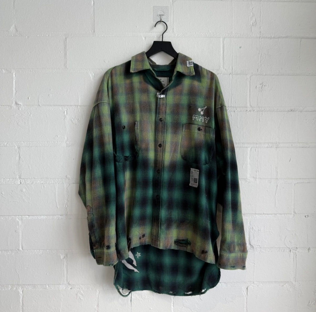 MMY Green Cropped Flannel Top