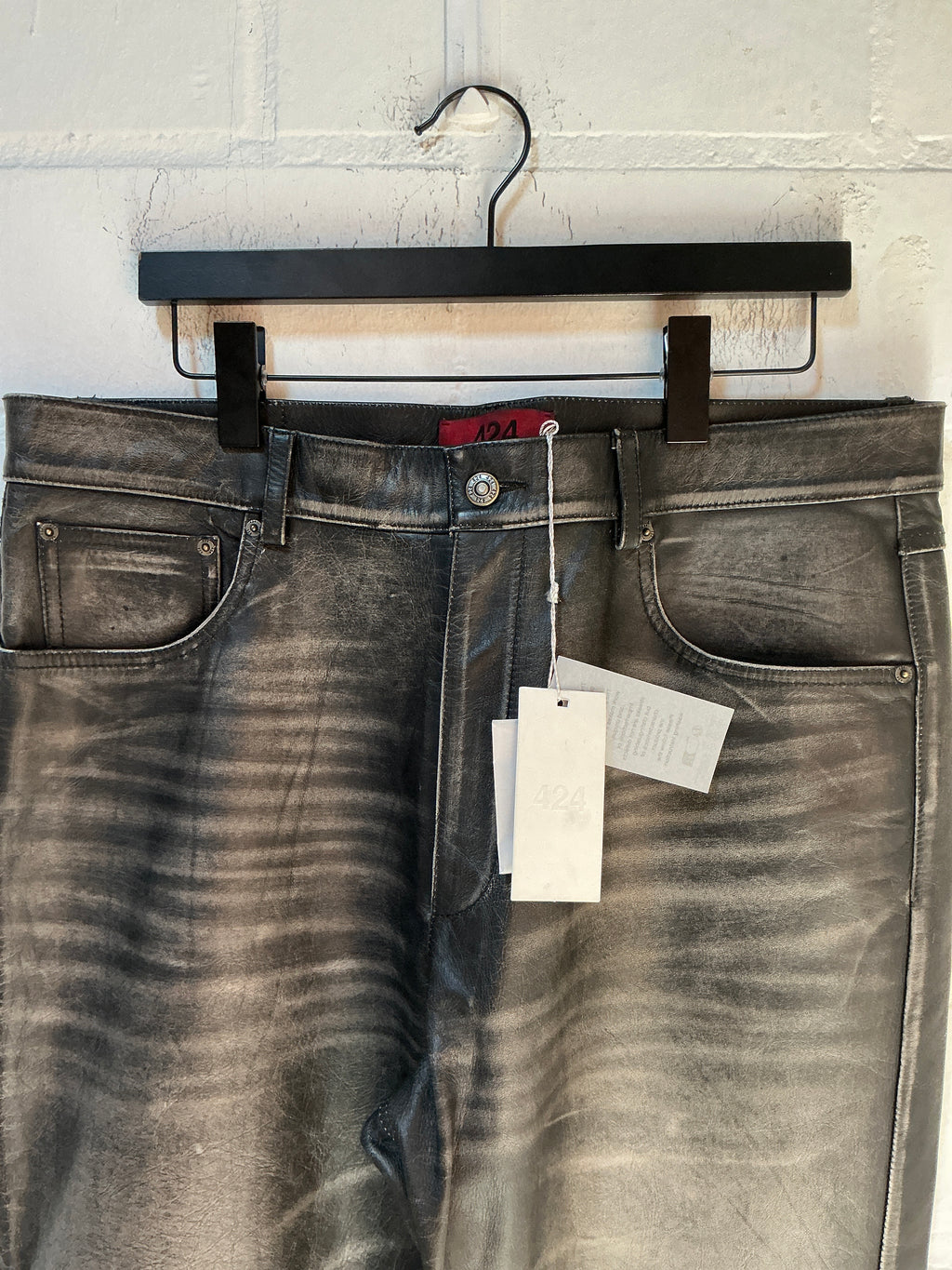 424 Leather Rub Off Jeans
