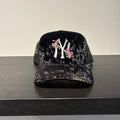 Suede NY Pink Flower Trucker Hat