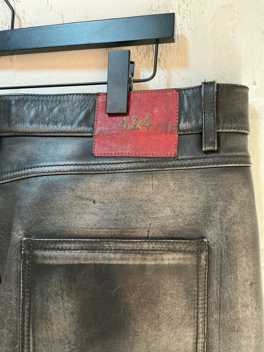 424 Leather Rub Off Jeans