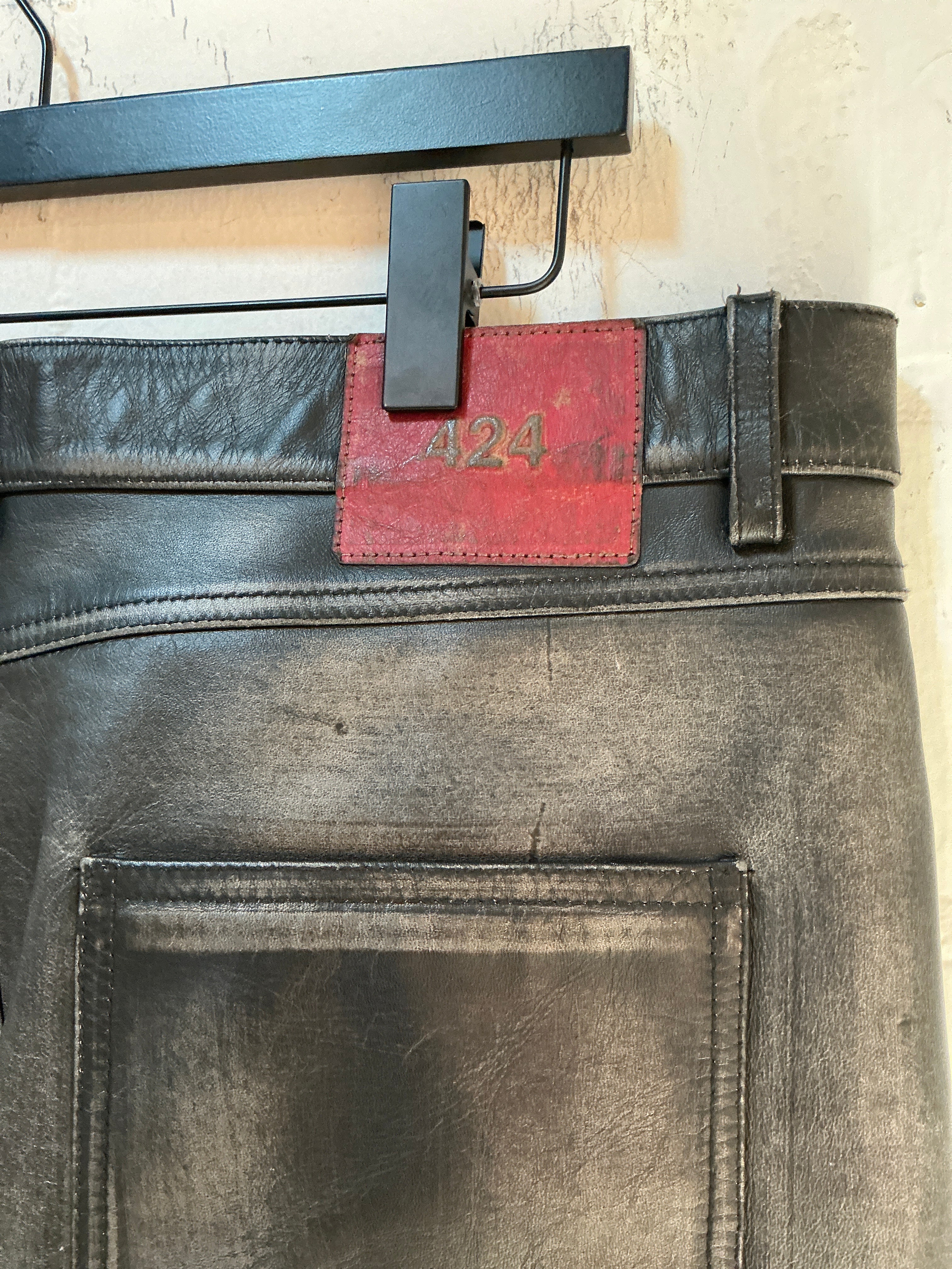 424 Leather Rub Off Jeans