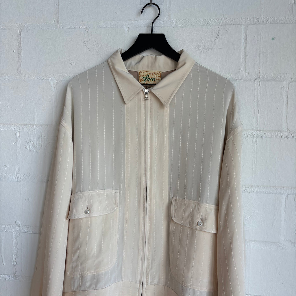 Glass Cypress Cream Embroidered Zip Up