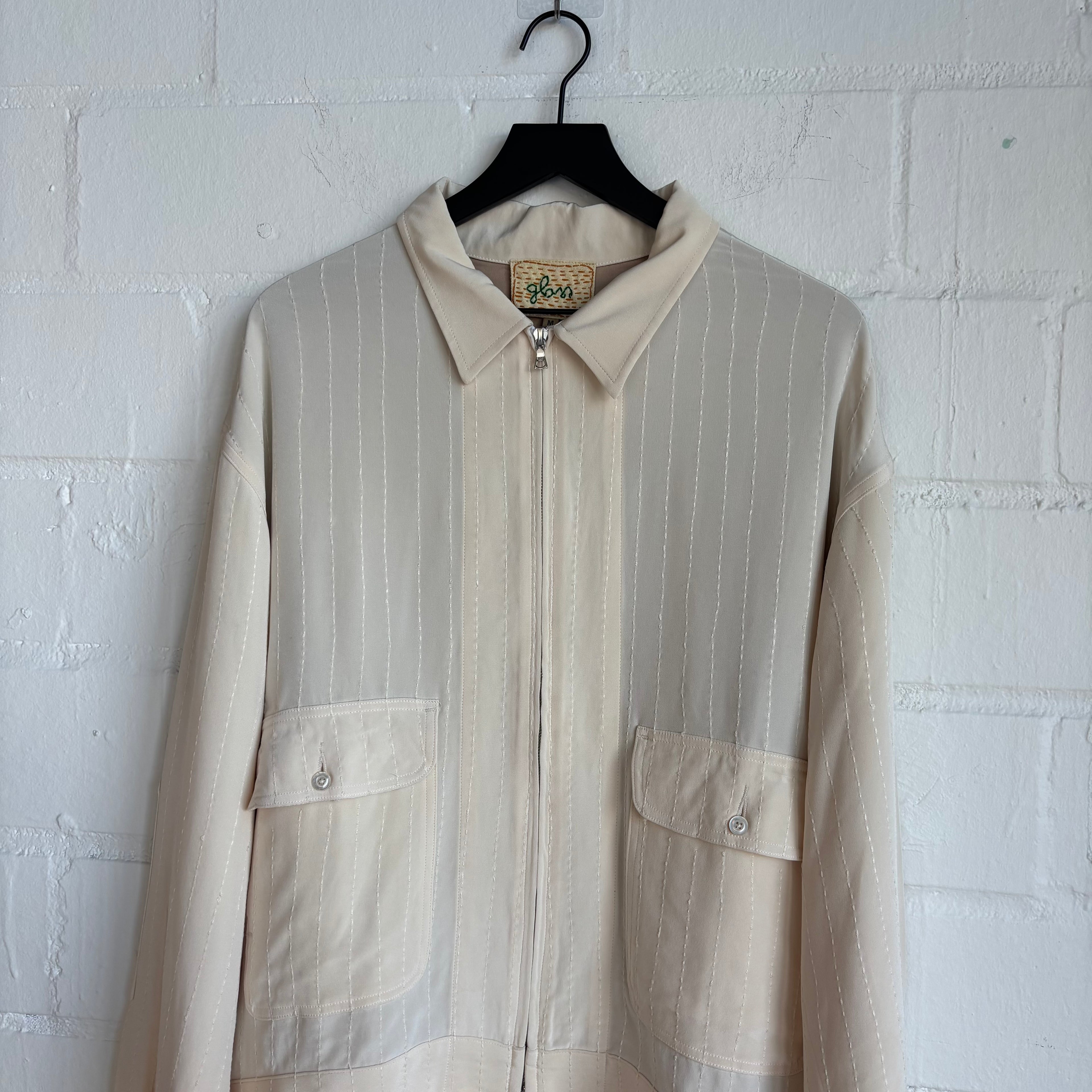 Glass Cypress Cream Embroidered Zip Up