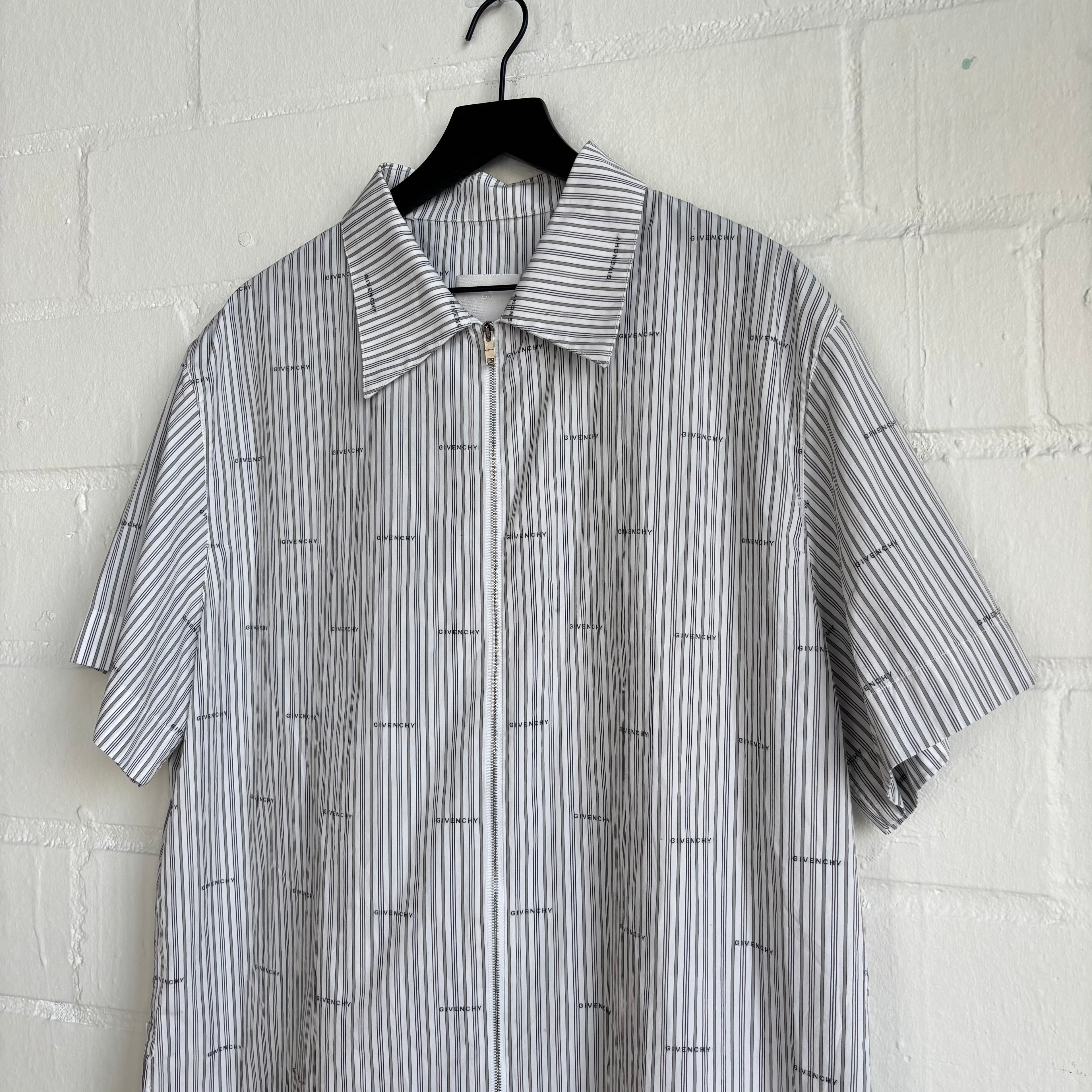 Givenchy Monogram White Zip Up Shirt