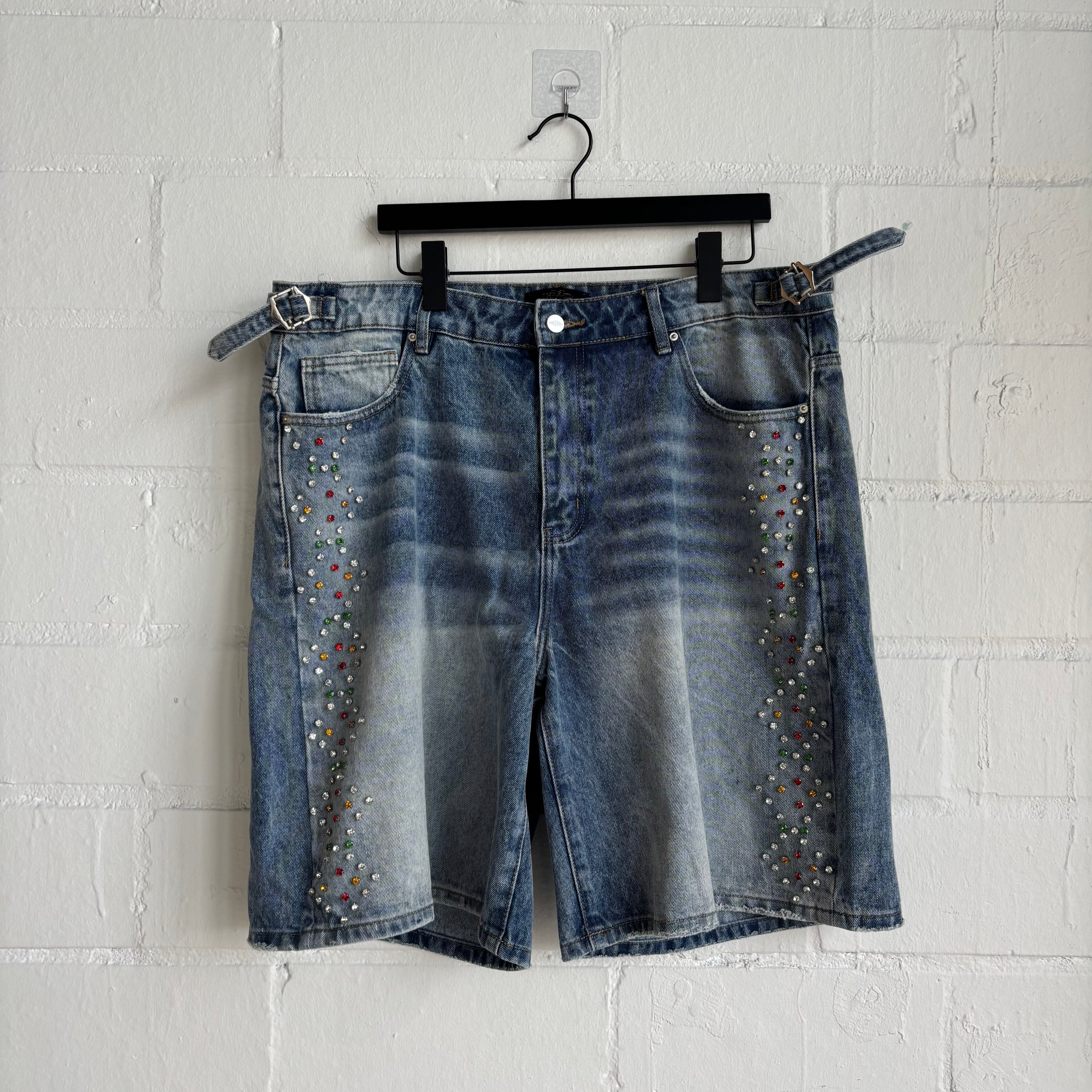 HMDD Side Crystal Jean Shorts