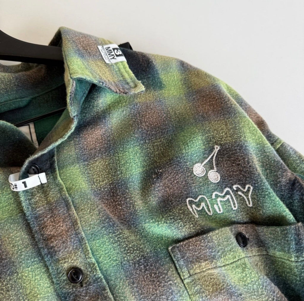 MMY Green Cropped Flannel Top
