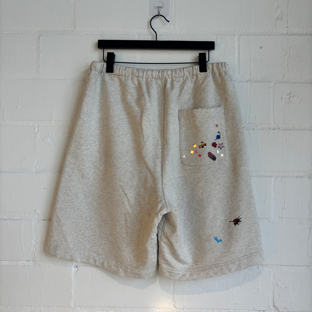 Maison Mihara Grey Sticker Sweat Shorts