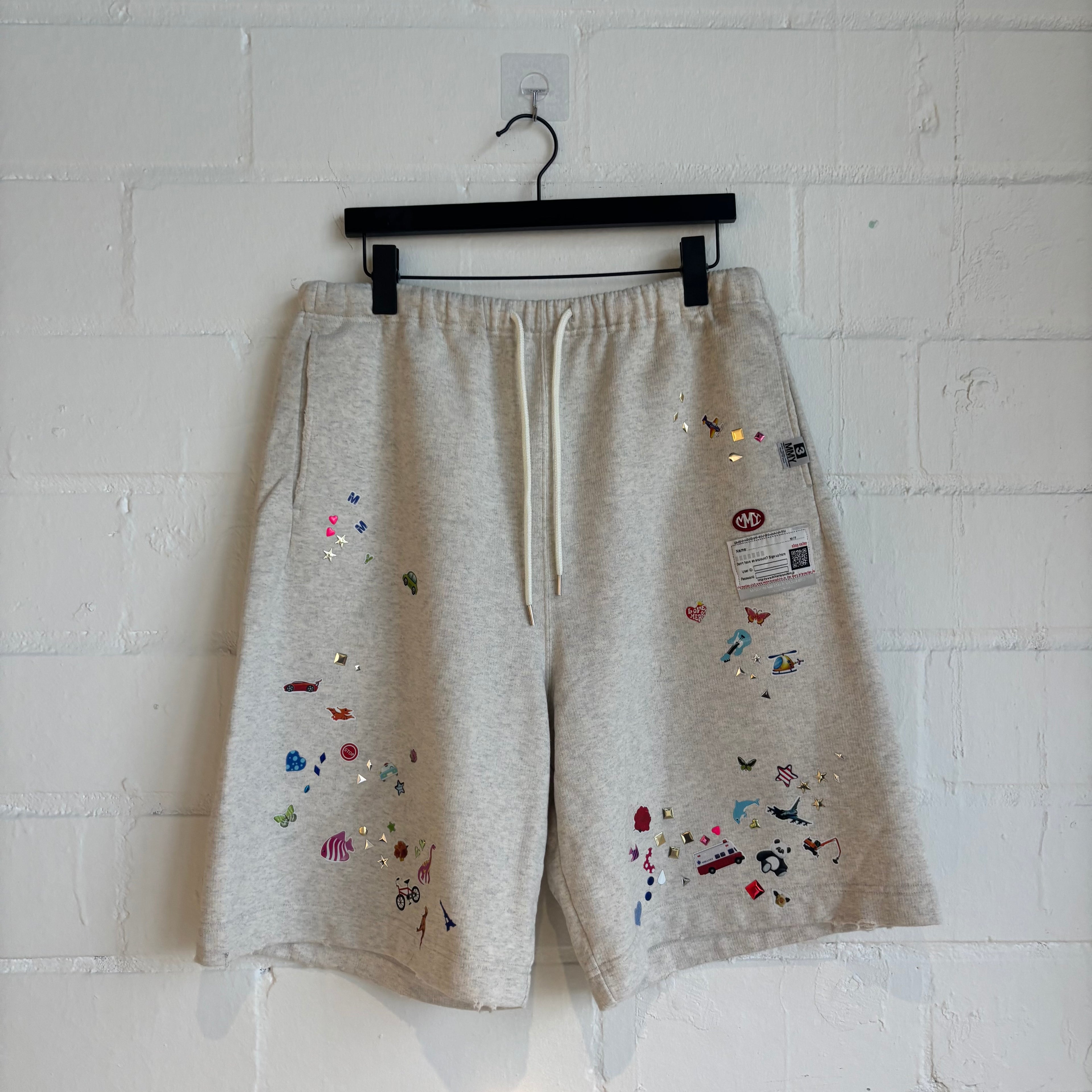 Maison Mihara Grey Sticker Sweat Shorts