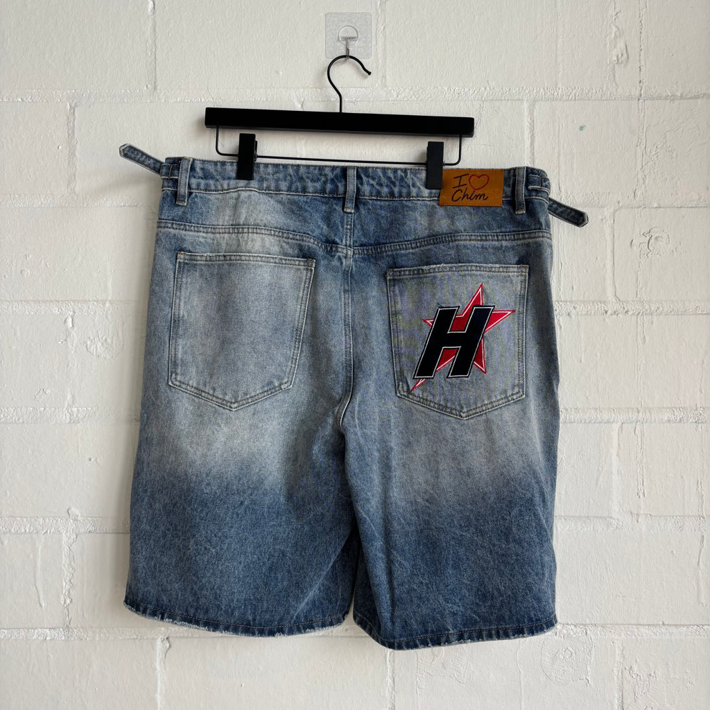 HMDD Side Crystal Jean Shorts