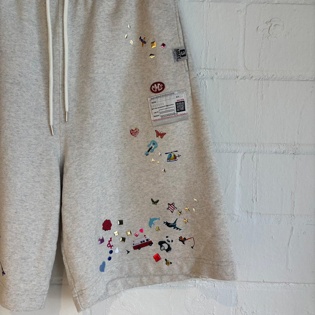 Maison Mihara Grey Sticker Sweat Shorts
