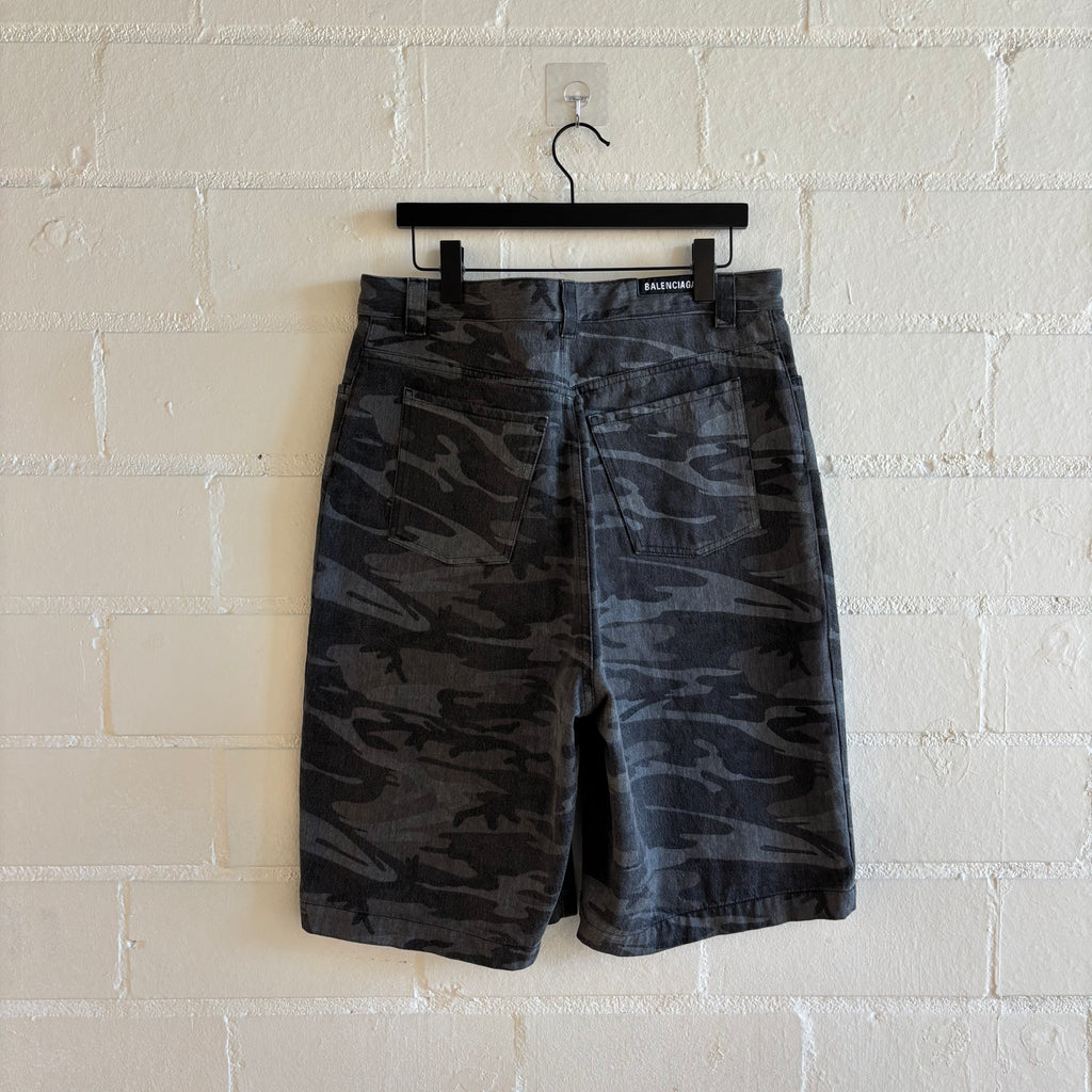 Balenciaga Camo Denim Shorts