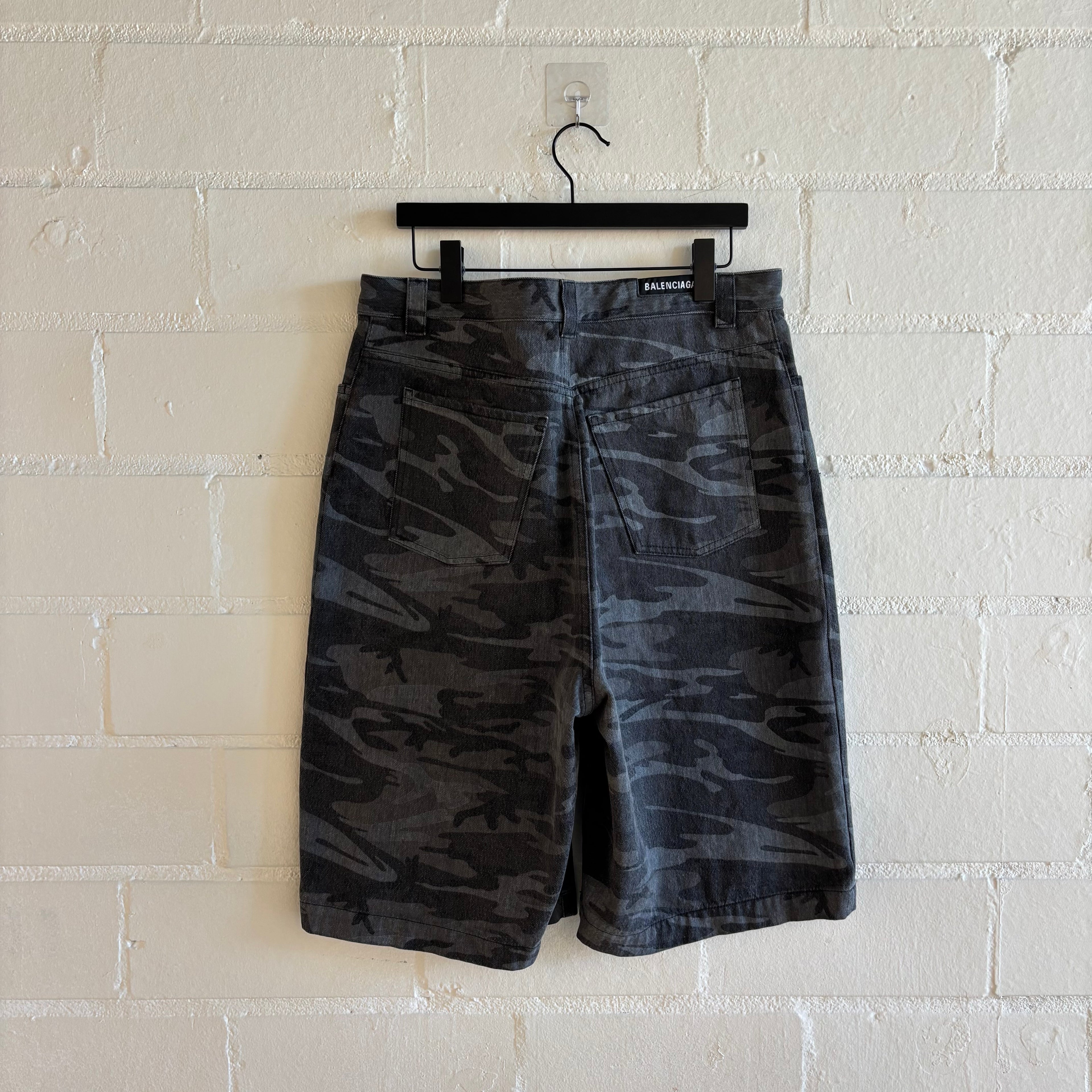Balenciaga Camo Denim Shorts